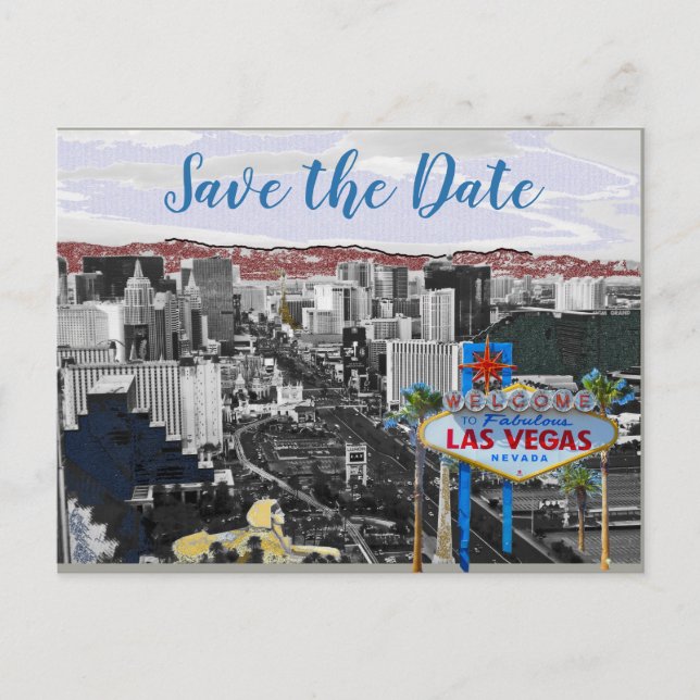 Modern Save the Date Las Vegas Wedding Ankündigungspostkarte (Vorderseite)