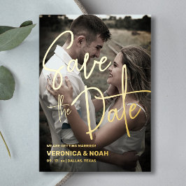 Modern Save the Date mit Foto | Real Gold Folieneinladung
