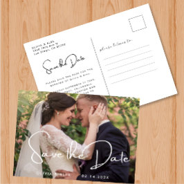 Modern Save the Date Monogram Fotolage Einfach Postkarte