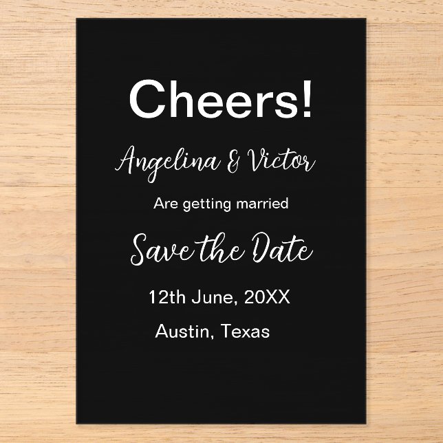 Modern Save the Date schlicht und elegant Acryleinladungen (Vorderseite)