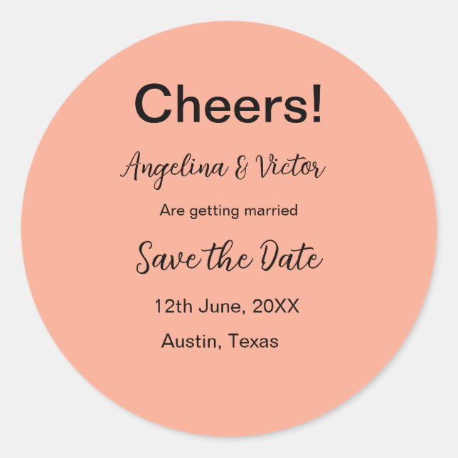 Modern Save the Date schlicht und elegant Runder Aufkleber (Vorderseite)