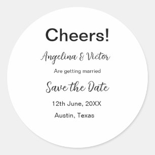 Modern Save the Date schlicht und elegant Runder Aufkleber
