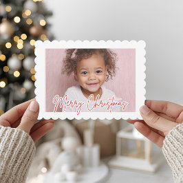 Modern Scallop Photo Christmas Merry Christmas Feiertagskarte