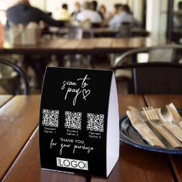Modern Scan to Pay QR Code Payment Business Logo Tischaufsteller