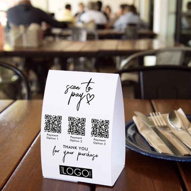 Modern Scan to Pay QR Code Payment Business Logo Tischaufsteller (In Situ (Restaurant))