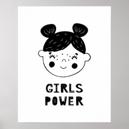Modern scandi Girls Power Kinderzimmer Poster