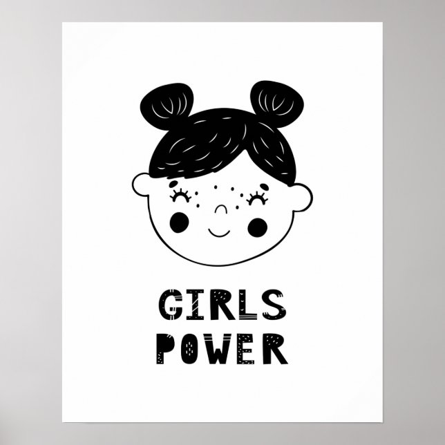 Modern scandi Girls Power Kinderzimmer Poster (Vorne)