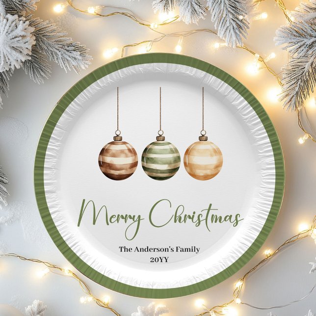 Modern Scandinavian Christmas Custom Dinner Plates Pappteller (Neutral Nordic Christmas Personalized Table Plates)