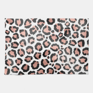 Modern schicke Black Rose Gold Foil Leopard Printi Geschirrtuch
