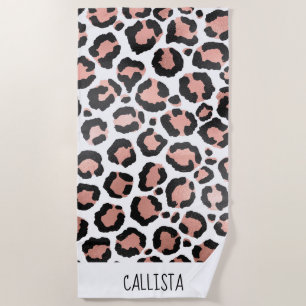 Modern schicke Black Rose Gold Foil Leopard Printi Strandtuch