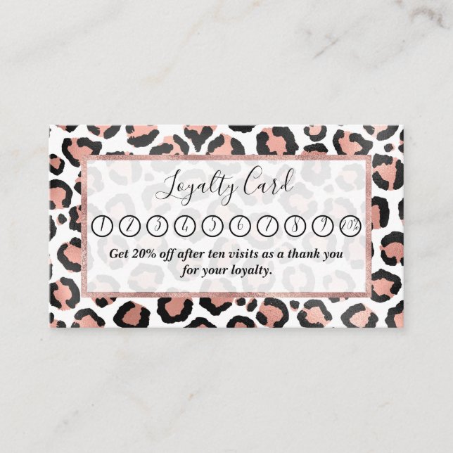Modern schicke Black Rose Gold Foil Leopard Printi Treuekarte (Vorderseite)
