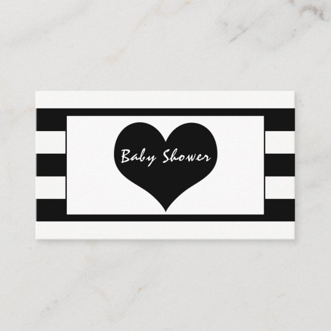 Modern schicke Black & White Baby Duschkarte Begleitkarte (Vorderseite)