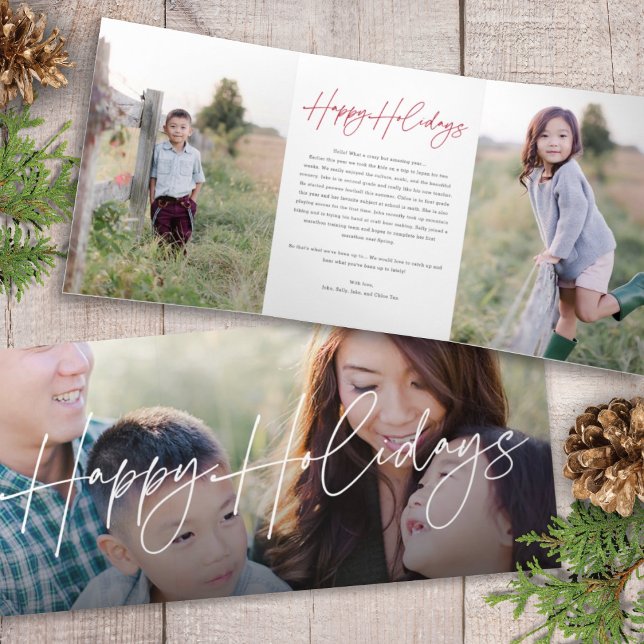 Modern-schicke Weihnachts-Tri-Fold-Fotokarte Dreifach Gefaltete Einladung (Von Creator hochgeladen)