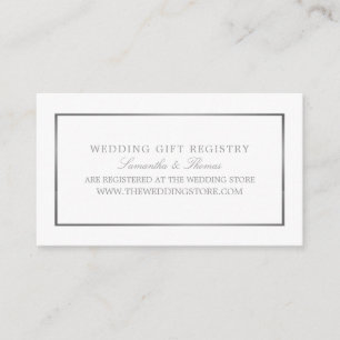 Modern & schlank, weiß & silber, Gift Registry Begleitkarte