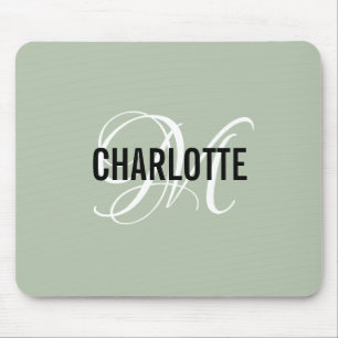 Modern schlinggrün, monogramm mousepad