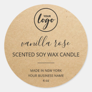 Modern Schriftart Kraft Paper Candle Logo Labels Runder Aufkleber