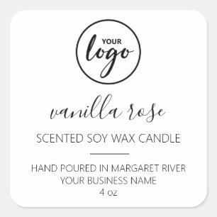 Modern Schriftart White Scented Soy Candle Logo La Quadratischer Aufkleber