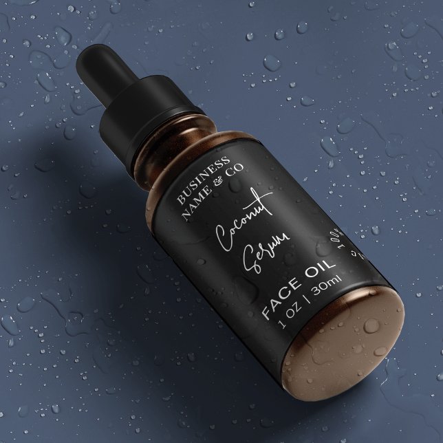 Modern Schwarz 1 OZ Dropper Flasche wasserdicht Etiketten (Enhance your packaging design with this modern product label)