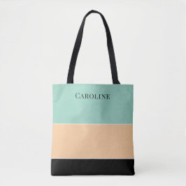 Modern Schwarz, Pfirsich, Grün Personalisiert  Tasche