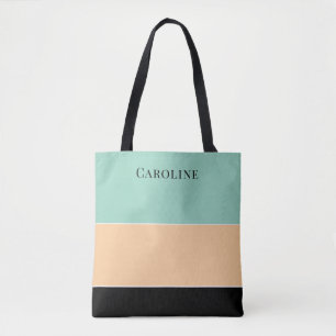 Modern Schwarz, Pfirsich, Grün Personalisiert Tasche