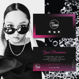 Modern Schwarz-Rosa-Logo für Lila SparkDiamanten Visitenkarte