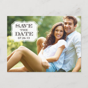 Modern Schwarz-Swirt-Label Save the Date Fotokarte Ankündigungspostkarte