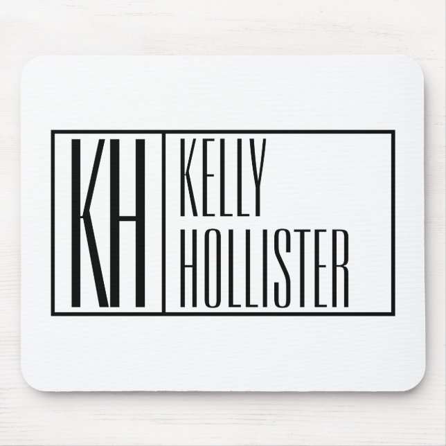 Modern, Schwarz und Weiß, Initialen und Namen-Logo Mousepad (Vorne)