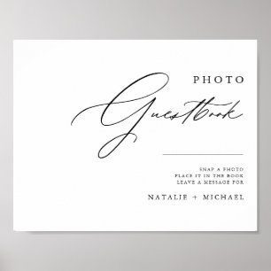 Modern Schwarz-Weiß-Foto-Gästebuch-Hochzeitsschild Poster