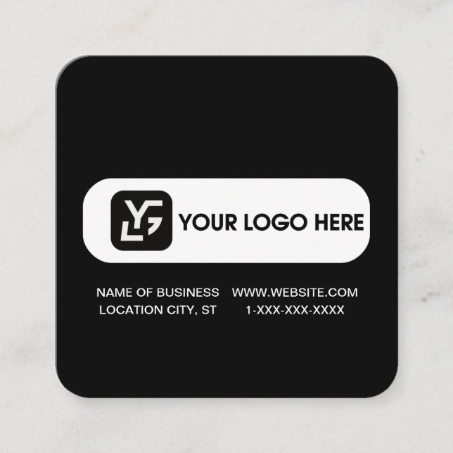 Modern Schwarz-Weiß-Logo Quadratische Visitenkarte (Vorderseite)