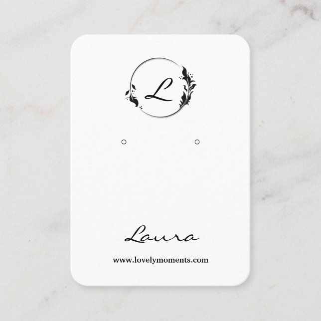 Modern Schwarz-Weiß-Ohrring-Display Visitenkarte (Vorderseite)