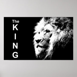 Modern Schwarz & Weiß Pop Art Lion Kopfvorlage Poster