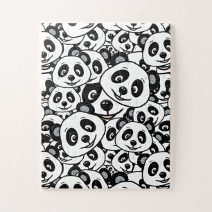 Modern Schwarz-Weiß Süßer Panda-Bär-Muster