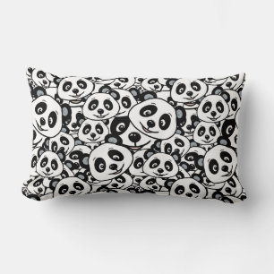 Modern Schwarz-Weiß Süßes Panda-Bär-Muster Lendenkissen