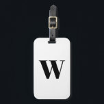 Modern Schwarz-weißer, benutzerdefinierter Anfangs Gepäckanhänger<br><div class="desc">Modernes,  elegantes klassisches Chic-Skript,  das stilvoll gestaltet wurde,  passt sich das Monogramm an,  beginnt mit einem Buchstaben in Schwarz und Weiß</div>