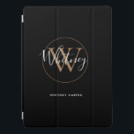 Modern Schwarz-weißer Name für Monogramm  iPad Pro Hülle<br><div class="desc">Einfache moderne Schwarz-weiße Gold-Script Monogramm ipad pro Cover. Sie können den Namen und das Monogramm zunächst personalisieren,  um Ihr eigenes einzigartiges Design zu erstellen. Entwickelt von Thisisnotme©</div>