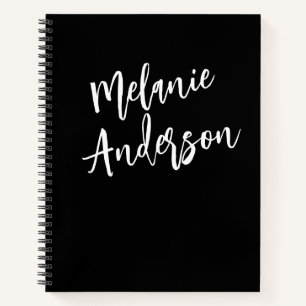Modern Schwarz-weißer Name für Personalisierte Mon Notizbuch