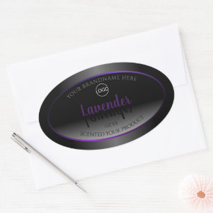 Modern Schwarz-weißes Label-Lila-Rahmen-Logo Ovaler Aufkleber