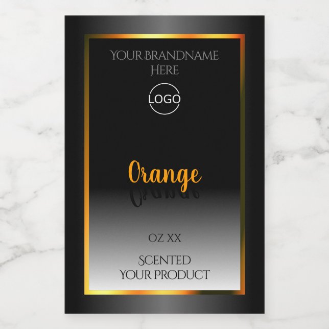 Modern Schwarz-weißes Label-Orange-Rahmen-Logo Lebensmitteletikett (Einzelnes Label)