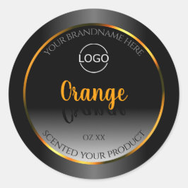 Modern Schwarz-weißes Label-Orange-Rahmen-Logo Runder Aufkleber