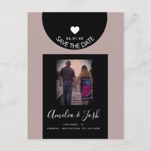 Modern Schwarze Formen Save the Date Postcard Postkarte