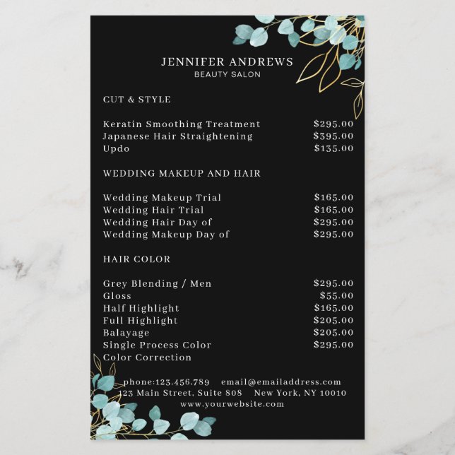 Modern, schwarzes Greenery Flyer (Hinten)