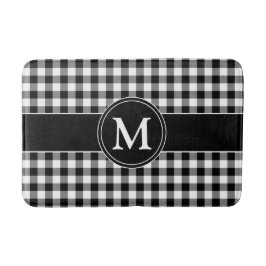 Modern Schwarzweiß-Karierte Monogramm Badematte