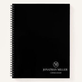 Modern Schwarzweiß-Personalisierte Monogramm Notizbuch