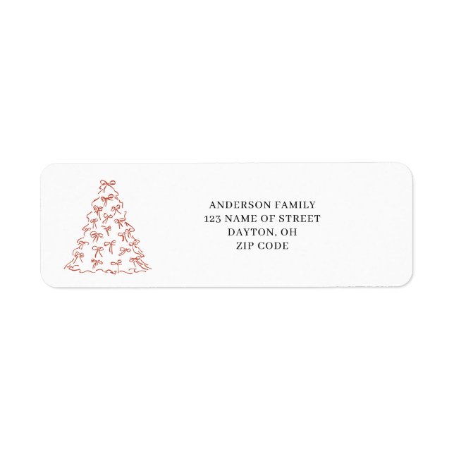 Modern Scribble Bow Weihnachts-Rücksendeadresse (Vorne)