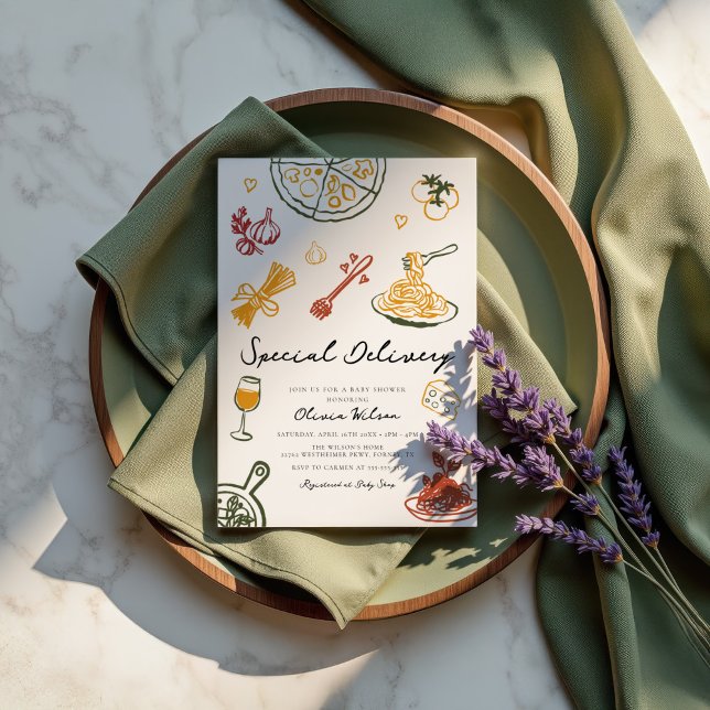 Modern Scribble Italienische Babydusche Einladung (Von Creator hochgeladen)