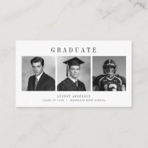 Modern Script 3 Photo Collage Graduation Thank You