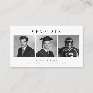 Modern Script 3 Photo Collage Graduation Thank You Begleitkarte
