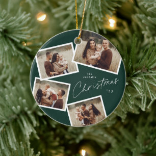 Modern Script 4 Foto Collage Grün Weihnachten Keramik Ornament