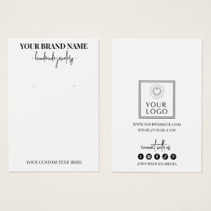 Modern Script Add Logo White Earring Display Cards