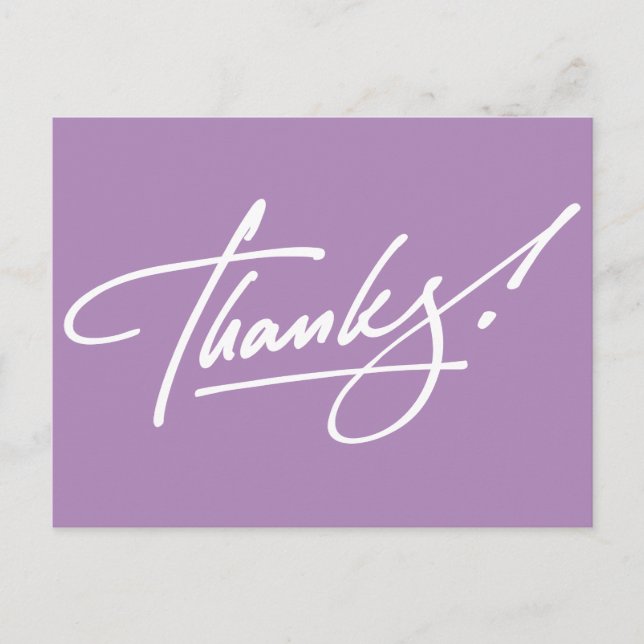 Modern Script African Violet Danke Karte (Vorderseite)
